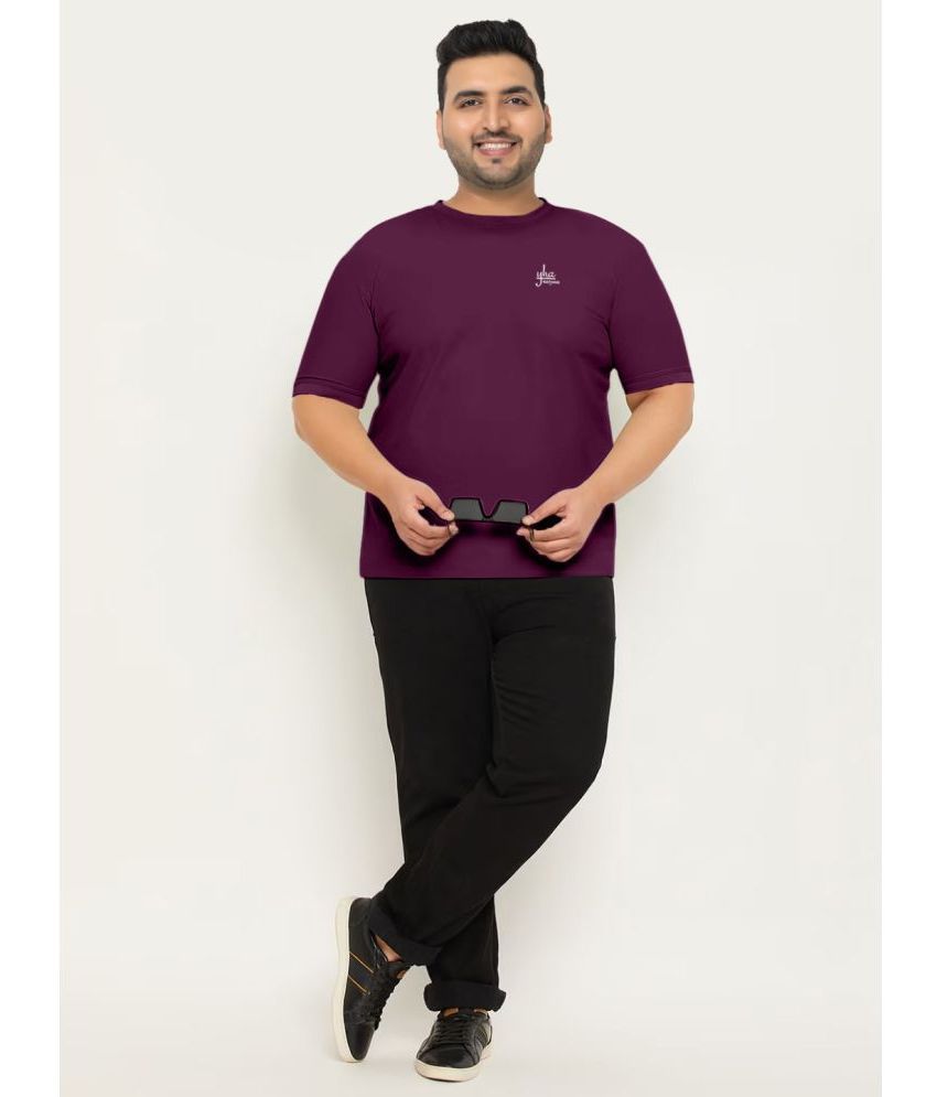     			YHA Cotton Blend Regular Fit Solid Half Sleeves Men's T-Shirt - Purple ( Pack of 1 )