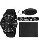 HMCT Black PU Analog Men's Watch