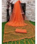 Sadhvi Net Printed Saree With Blouse Piece - Orange ( Pack of 1 )