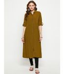 VIAZAA Woollen Self Design Front Slit Women's Kurti - Mustard ( Pack of 1 )