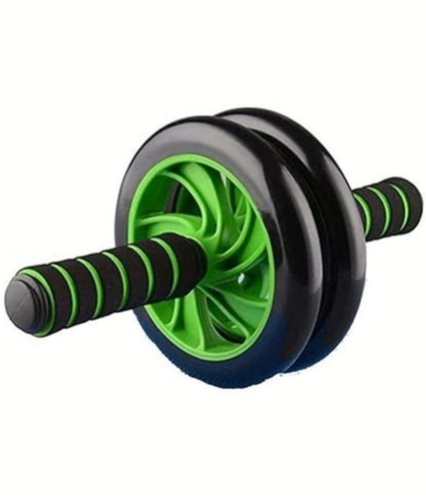     			AB Wheel Double Wheel Anti Skid Double Wheel AB Roller for Abdominal Stomach ab excersice equipment abs workout equipment (Green ) Pack of 1