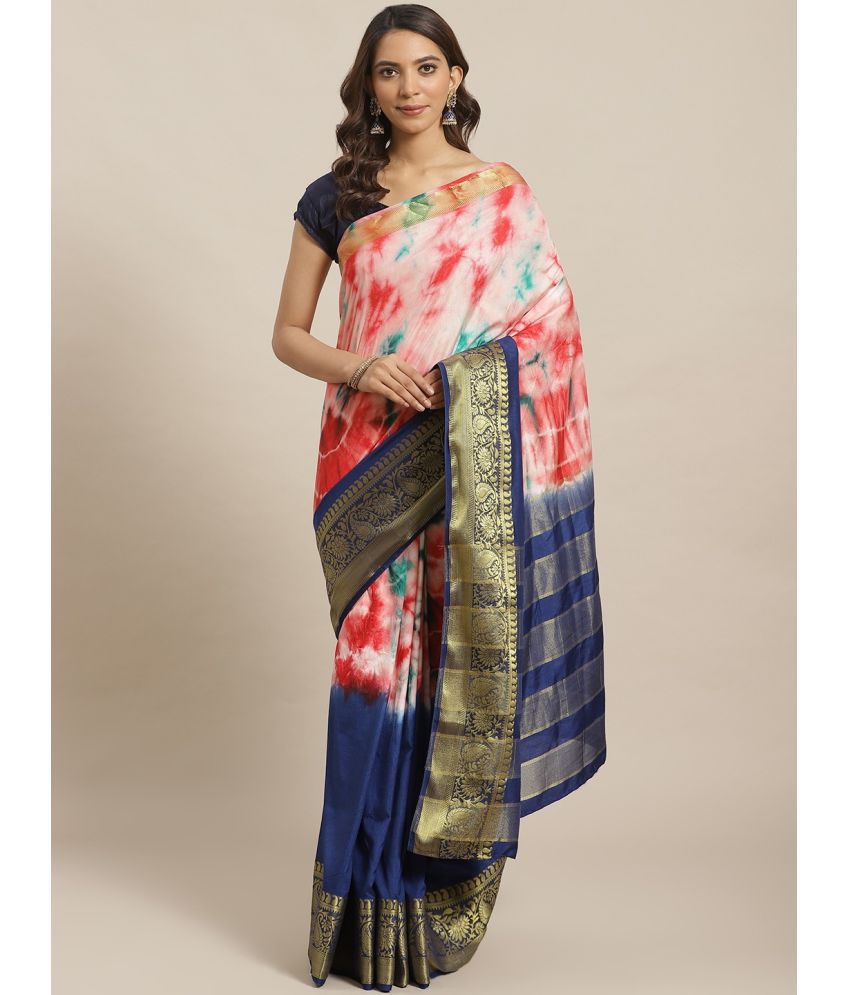     			Aarrah Silk Blend Embellished Saree With Blouse Piece - Navy Blue ( Pack of 1 )