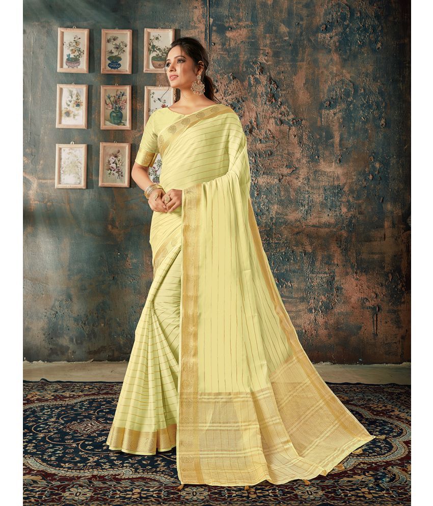     			Aarrah Silk Blend Embellished Saree With Blouse Piece - Yellow ( Pack of 1 )