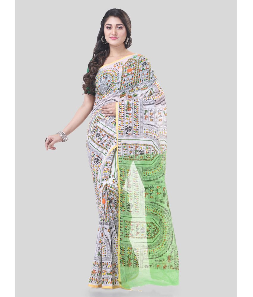     			Desh Bidesh Cotton Blend Self Design Saree With Blouse Piece - White ( Pack of 1 )