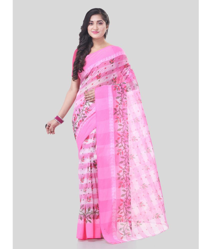     			Desh Bidesh Cotton Printed Saree Without Blouse Piece - Pink ( Pack of 1 )