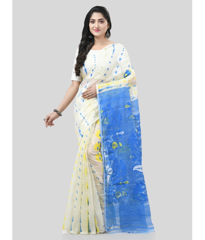     			Desh Bidesh Cotton Woven Saree Without Blouse Piece - White ( Pack of 1 )