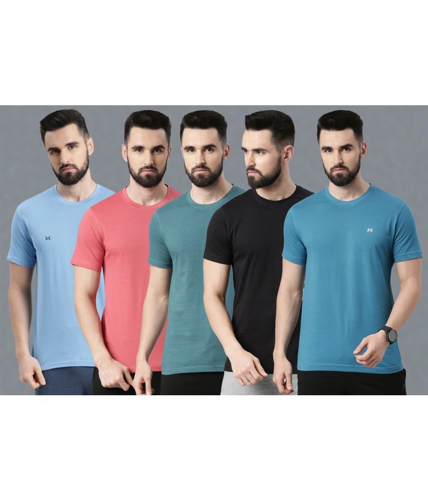     			Force NXT 100% Cotton Regular Fit Solid Half Sleeves Men's T-Shirt - Multicolor ( Pack of 5 )