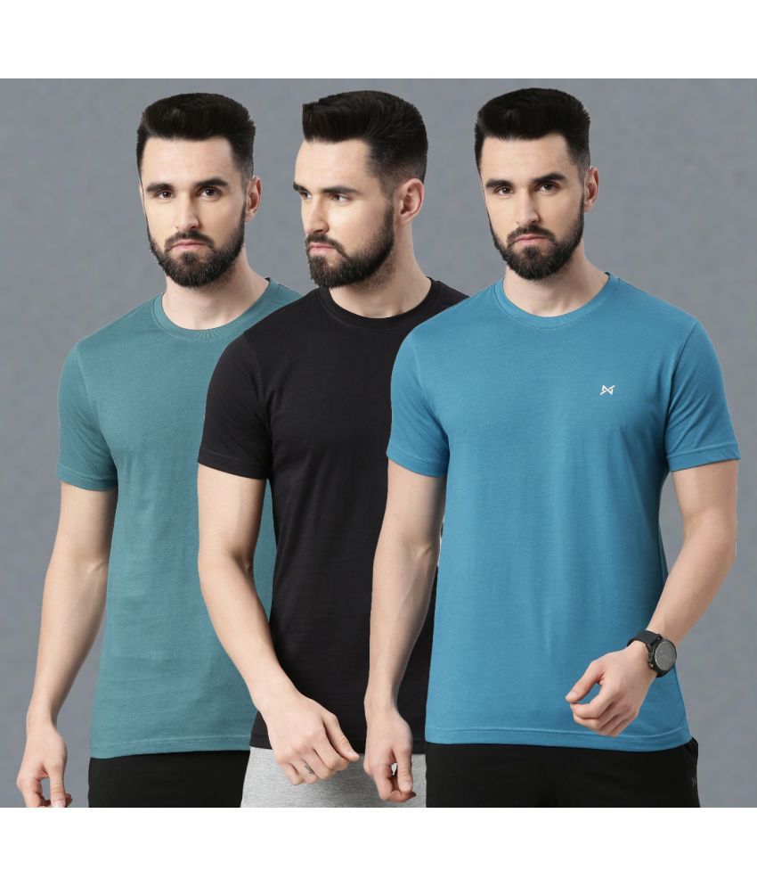     			Force NXT 100% Cotton Regular Fit Solid Half Sleeves Men's T-Shirt - Multicolor ( Pack of 3 )