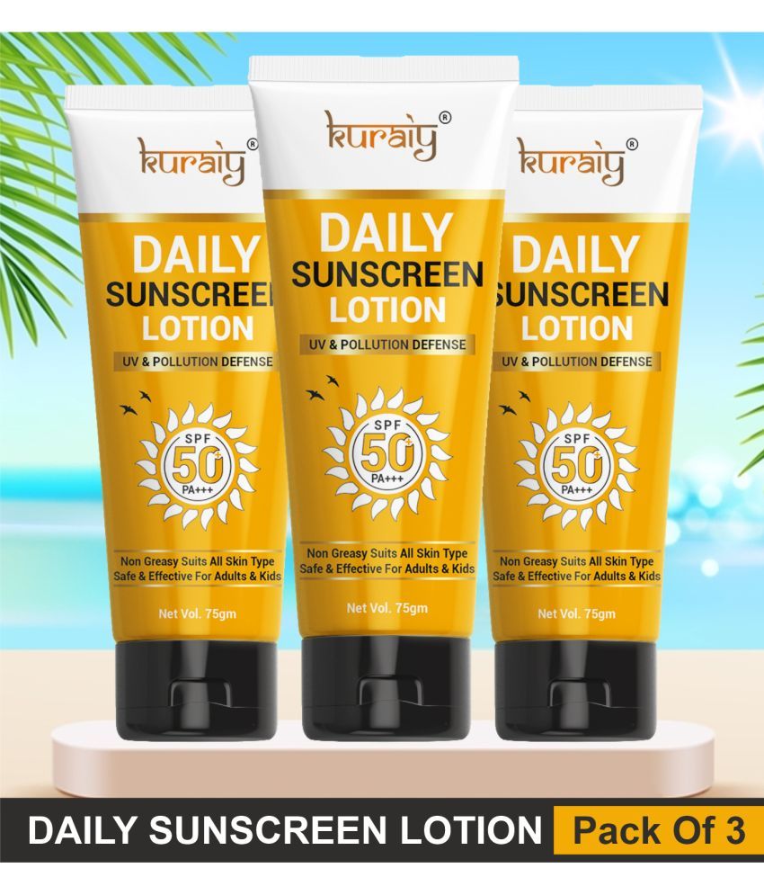     			KURAIY SPF 50 PA+++ Sunscreen UV Lotion sunblock 75ML PACK OF 3