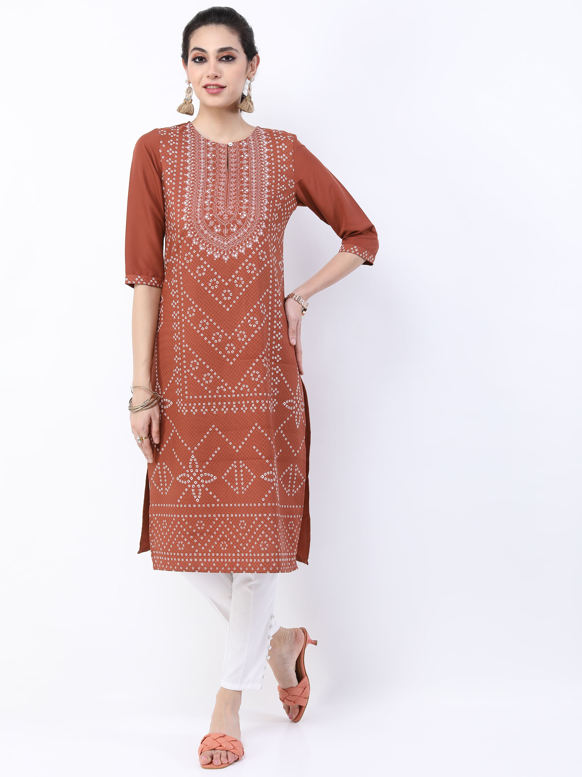     			Ketch Polyester Printed Straight Women's Kurti - Grey ( Pack of 1 )