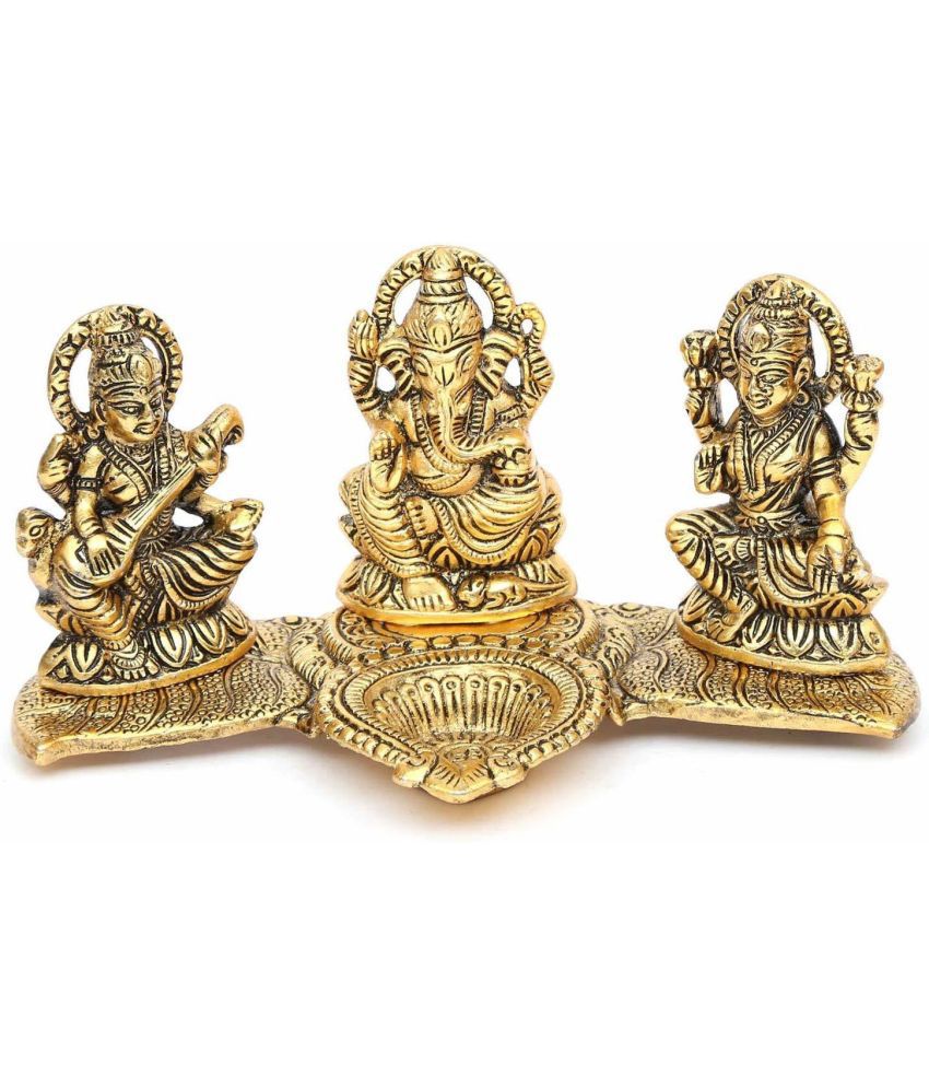     			KridayKraft Aluminium Lakshmi Ganesha Saraswati Idol ( 10 cm )