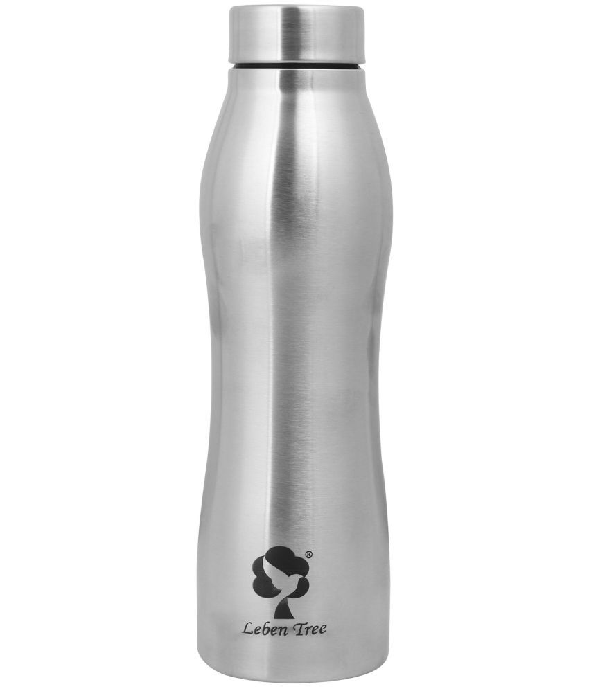     			Leben Tree Wave Silver Steel Water Bottle 1000 mL ( Set of 1 )