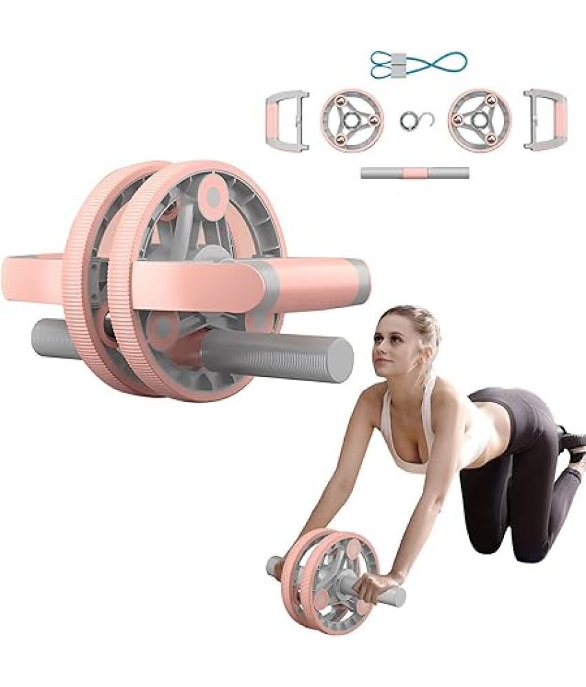     			Multi-Purpose Ab Roller with Push Up Bar & Resistance Tube,Abdominal Exercise Machine and Plank Roller, All In One Abdominal Wheel for Core Training, Push-Up (Pink) Pack of 1