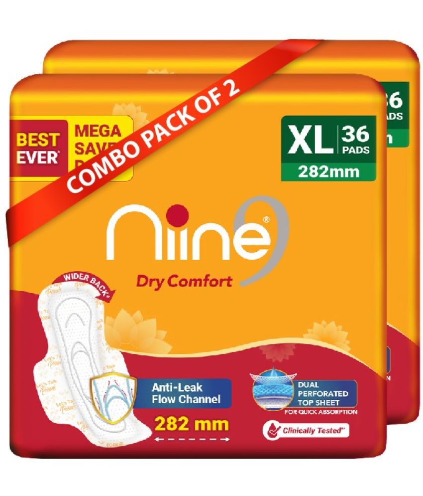     			Niine Dry Comfort XL Sanitary Pads for women (Pack of 2) 72 Pads