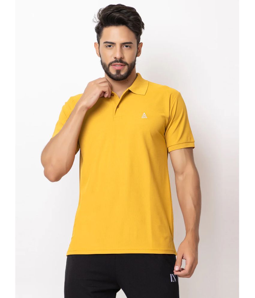     			PROPERSEVEN Polyester Regular Fit Solid Half Sleeves Men's Polo T Shirt - Mustard ( Pack of 1 )