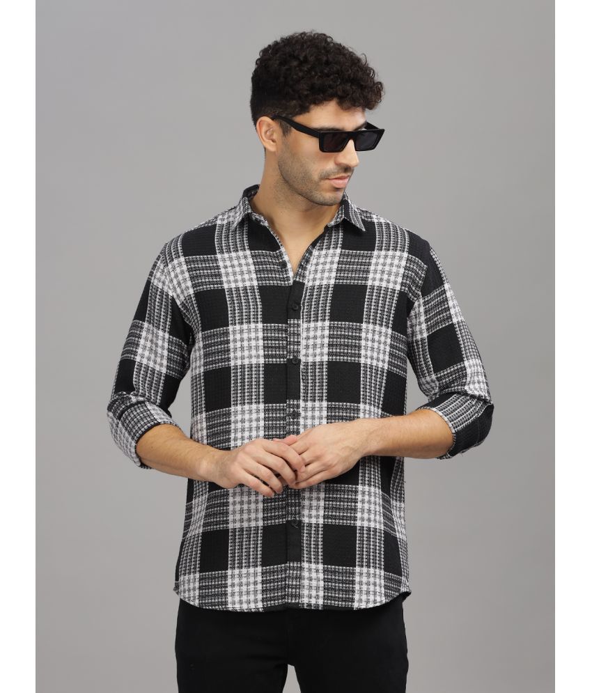     			Paul Street Cotton Blend Slim Fit Checks Full Sleeves Men's Casual Shirt - Black ( Pack of 1 )