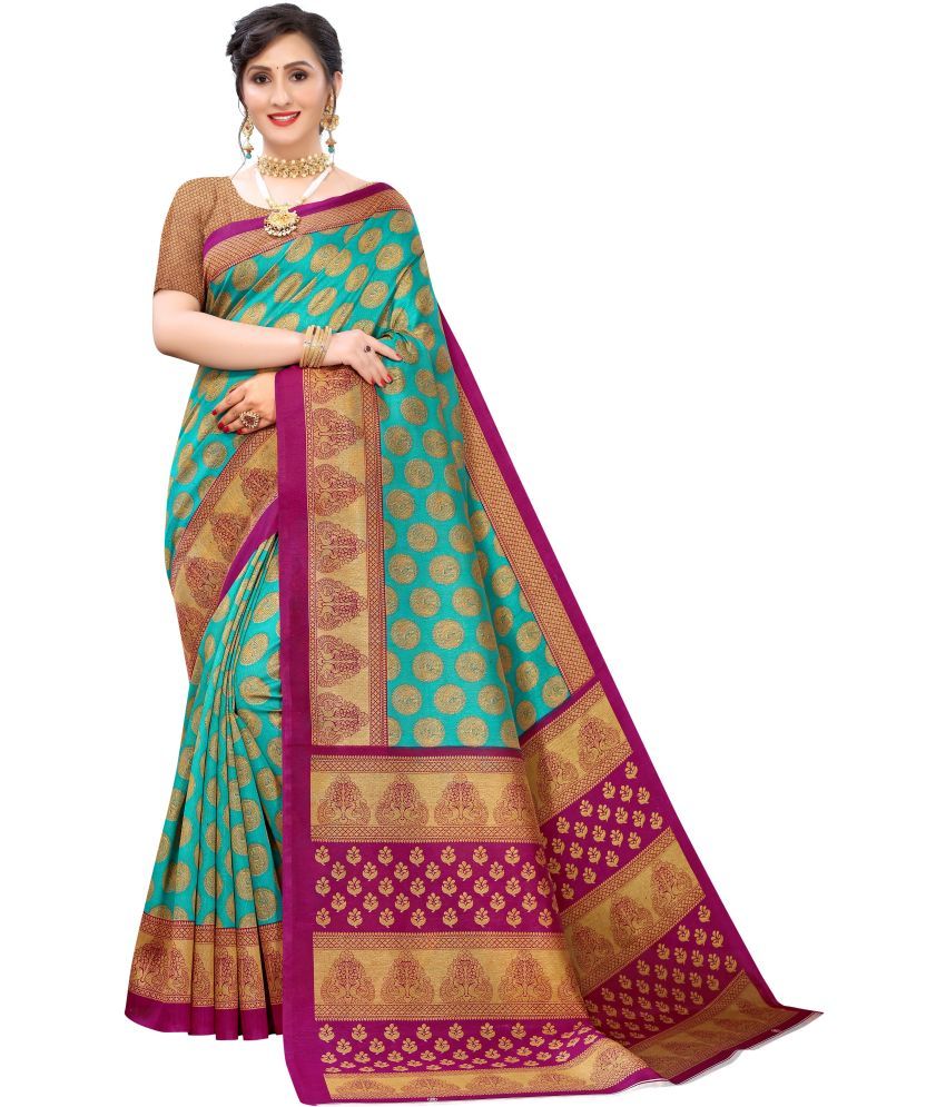     			Saadhvi Art Silk Printed Saree With Blouse Piece - Multicolour ( Pack of 1 )