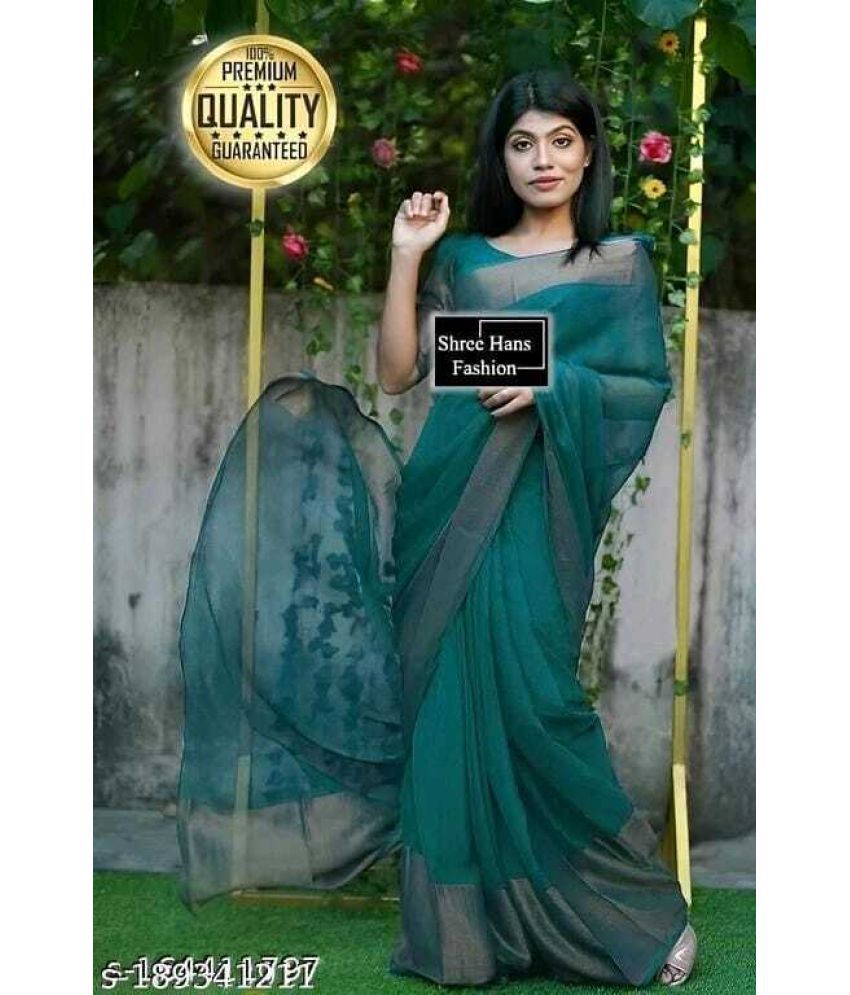     			Saadhvi Chiffon Printed Saree With Blouse Piece - Light Green ( Pack of 1 )