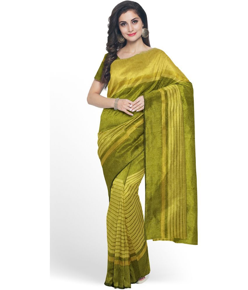     			Saadhvi Cotton Silk Printed Saree With Blouse Piece - Yellow ( Pack of 1 )