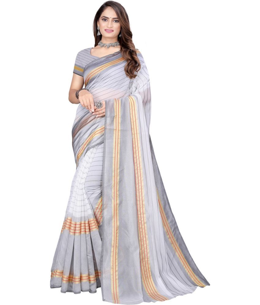     			Sadhvi Cotton Silk Self Design Saree With Blouse Piece - Light Blue ( Pack of 1 )