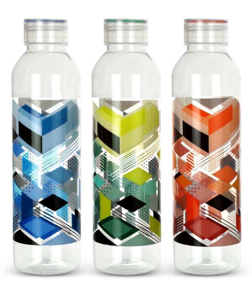     			Shrigana Platic Reusable Water Bottle  1 Litre Each Multicolour Plastic Fridge Water Bottle 1000 mL ( Set of 3 )