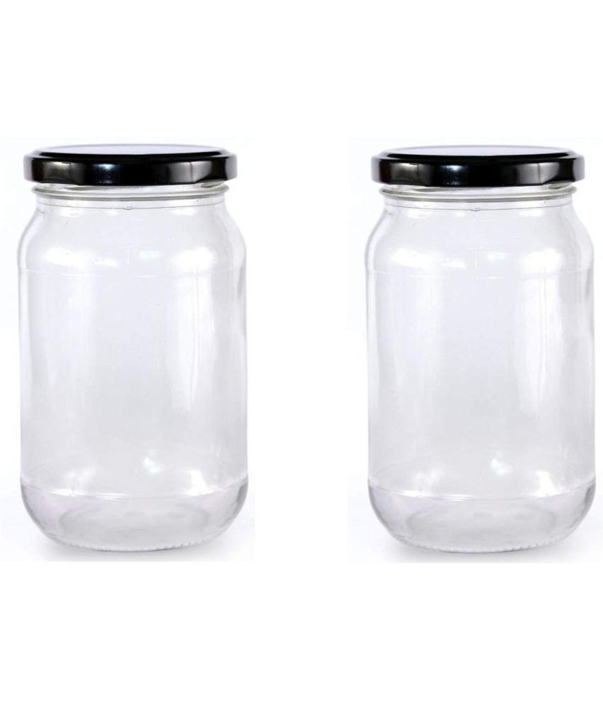     			Somil  Glass Container Glass Transparent Cookie Container ( Set of 2 )