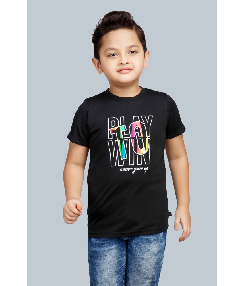     			3PIN Black Cotton Blend Boy's T-Shirt ( Pack of 1 )