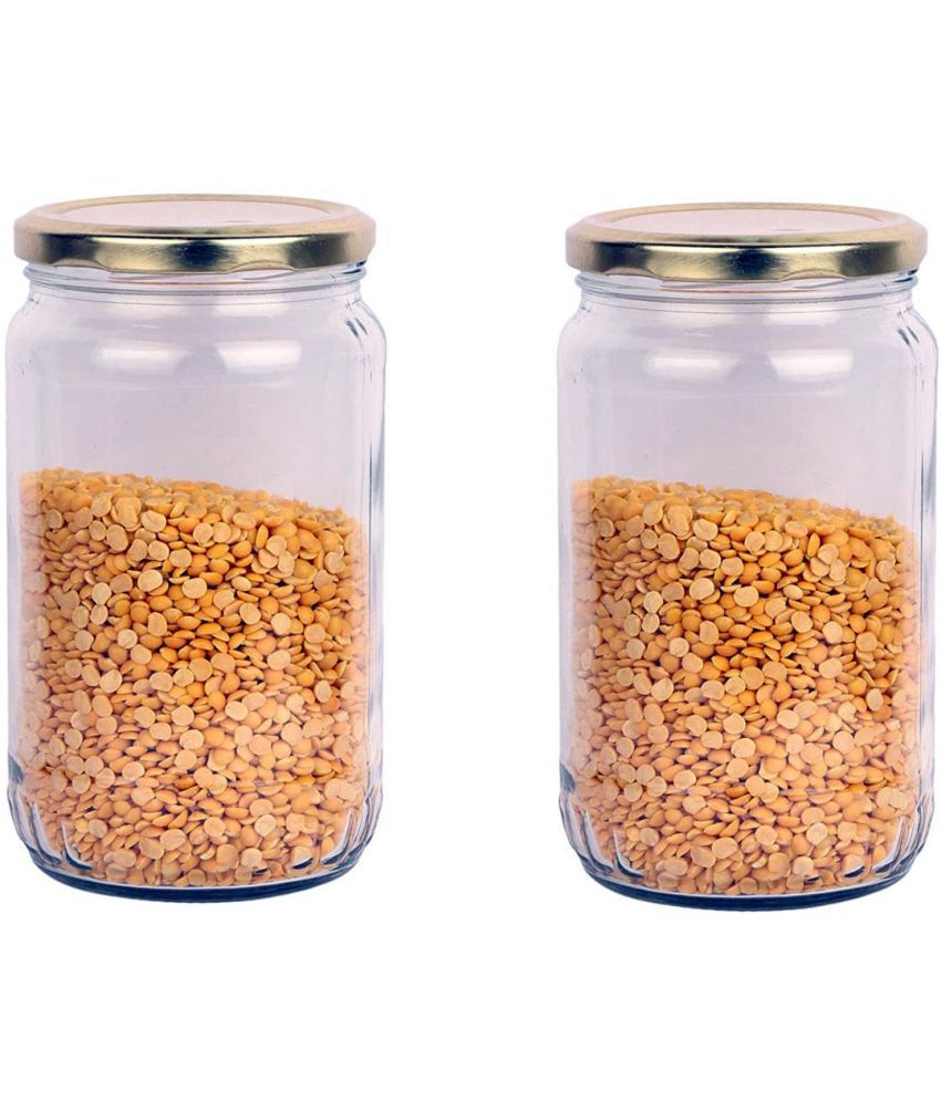     			AFAST Coockes Jar Glass Multicolor Dal Container ( Set Of 2 )