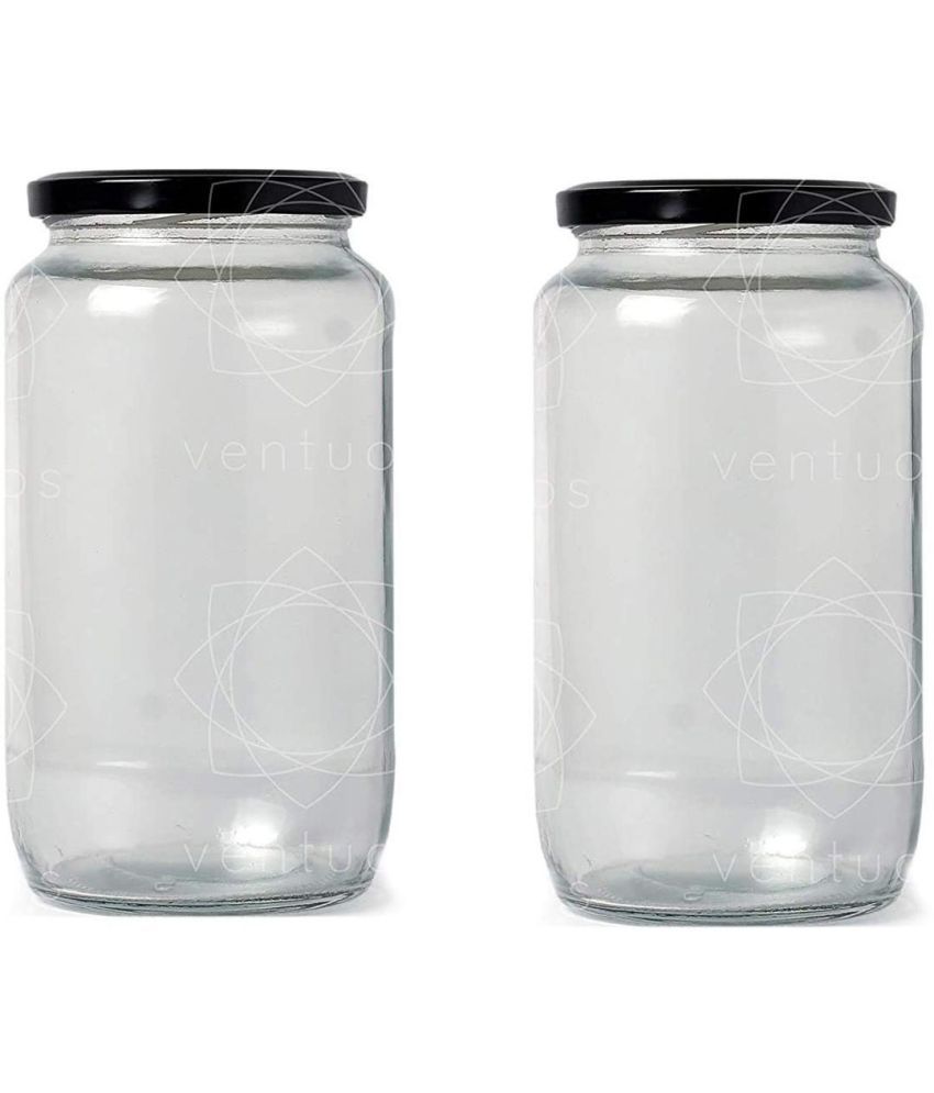     			AFAST Coockes Jar Glass Transparent Cookie Container ( Set Of 2 )