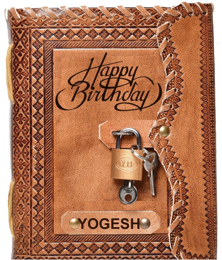     			DI-KRAFT Yogesh Embossed Happy Birthday Gift Handmade Paper Diary with Lock A5 Diary unruled 200 Pages (Multicolor)