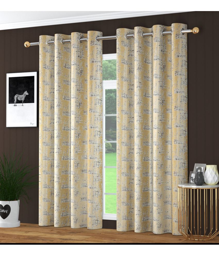     			La Elite Abstract Room Darkening Eyelet Curtain 5 ft ( Pack of 2 ) - Off White