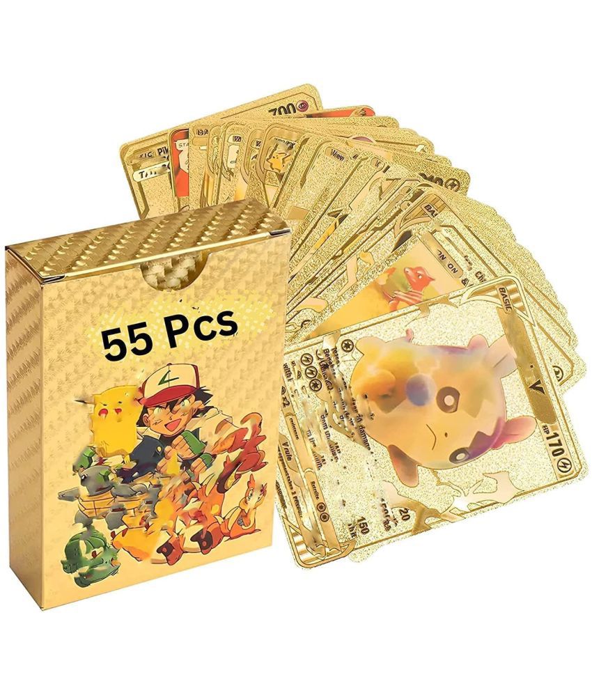     			POKEMON Premium Quality Playing Cards 55 PCS Foil Card Assorted Cards TCG Deck Box - V Series Cards Vmax GX Rare Golden Cards and Common