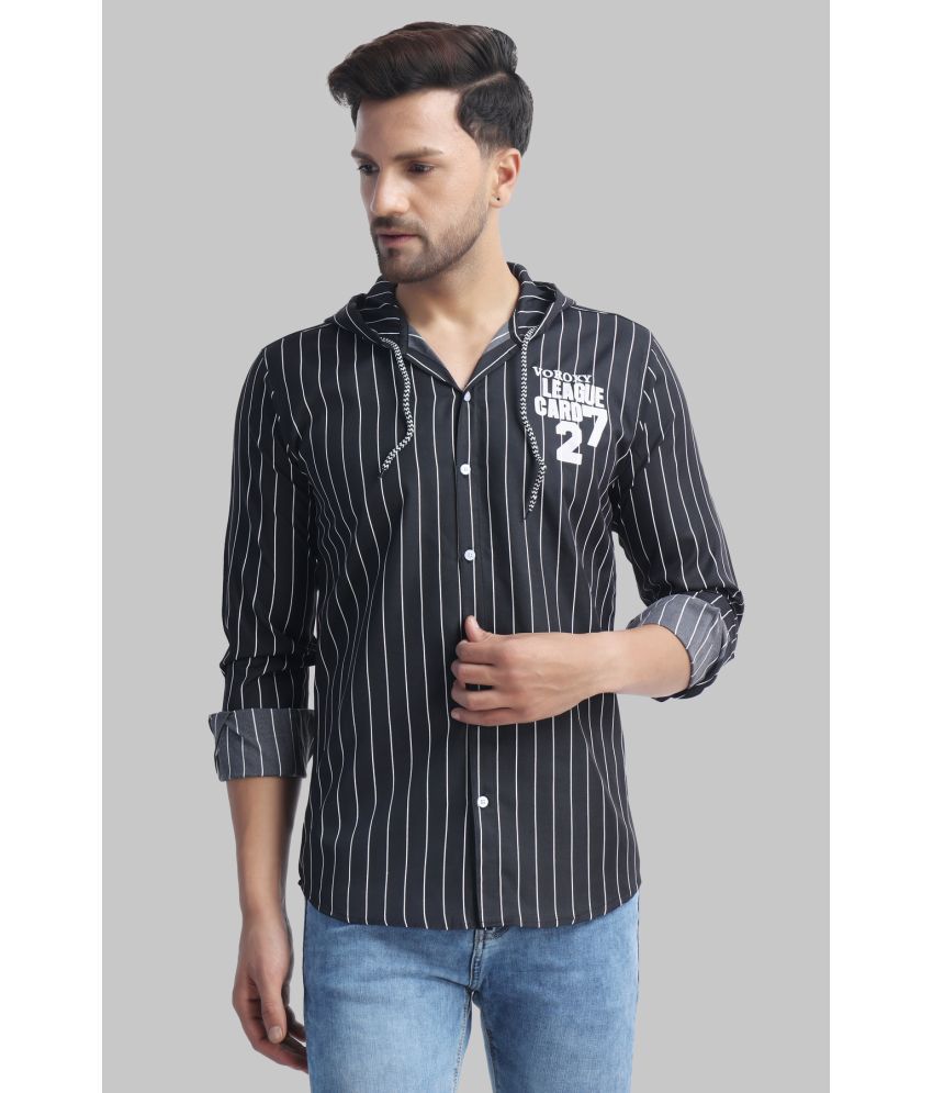     			SUR-T Cotton Blend Regular Fit Striped Full Sleeves Men's Casual Shirt - Black ( Pack of 1 )