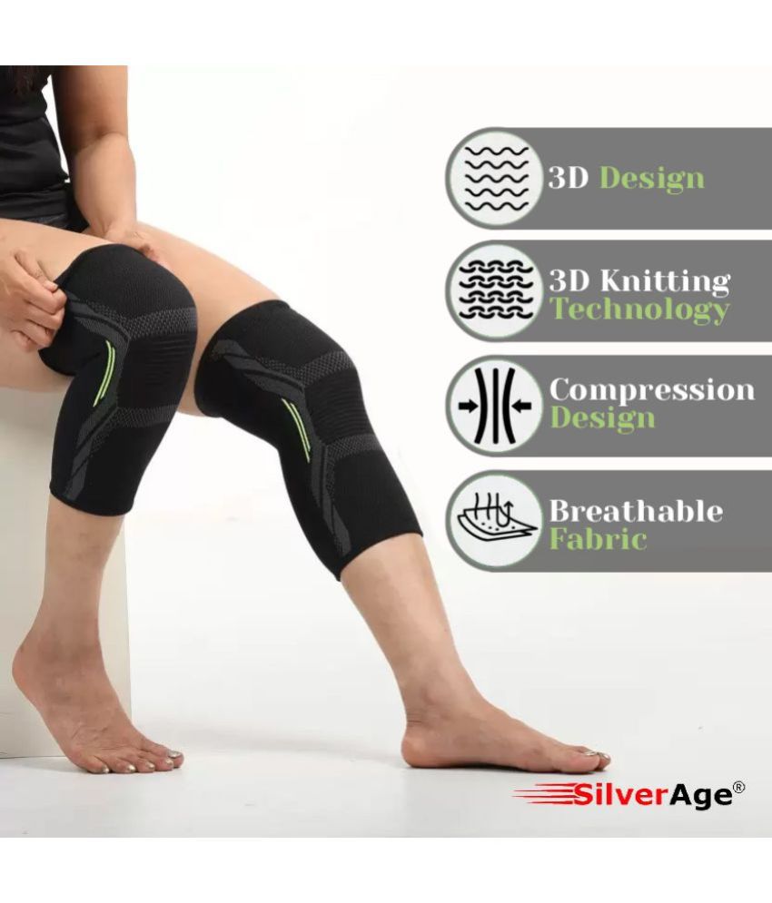     			Silverage Unisex Sports Knee Supports Pair of 2 Black ( L - Size )