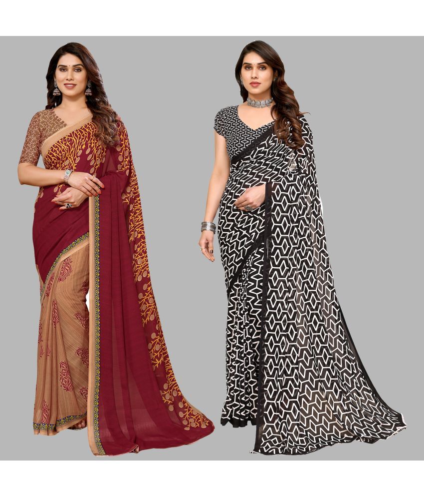     			ANAND SAREES Georgette Printed Saree With Blouse Piece - Multicolor ( Pack of 2 )