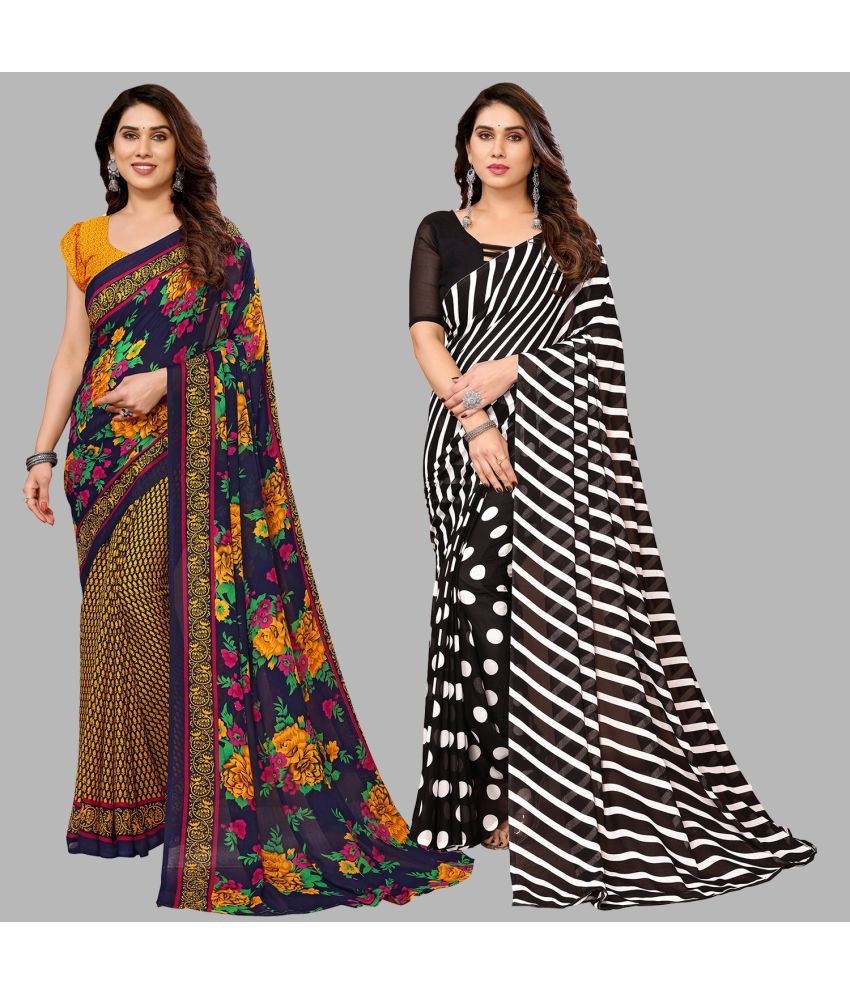     			ANAND SAREES Georgette Printed Saree With Blouse Piece - Multicolor ( Pack of 2 )