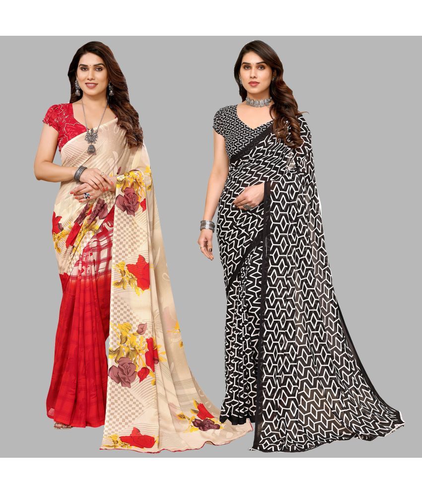     			ANAND SAREES Georgette Printed Saree With Blouse Piece - Multicolor ( Pack of 2 )