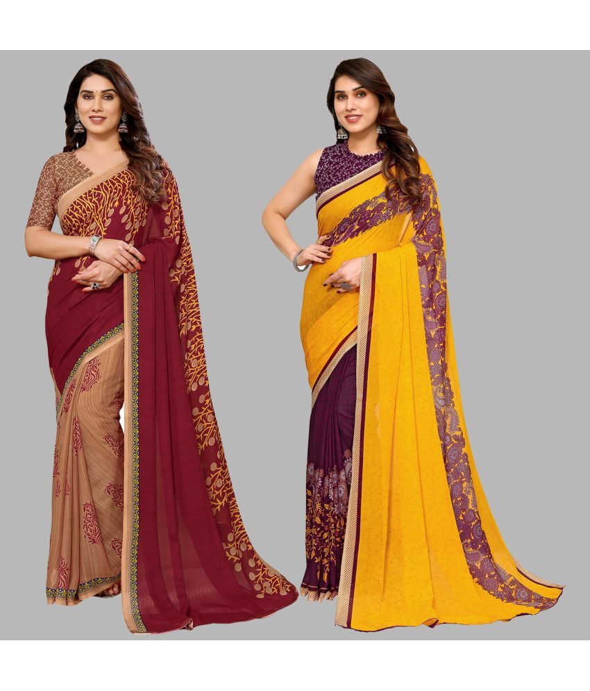     			ANAND SAREES Georgette Printed Saree With Blouse Piece - Multicolor ( Pack of 2 )