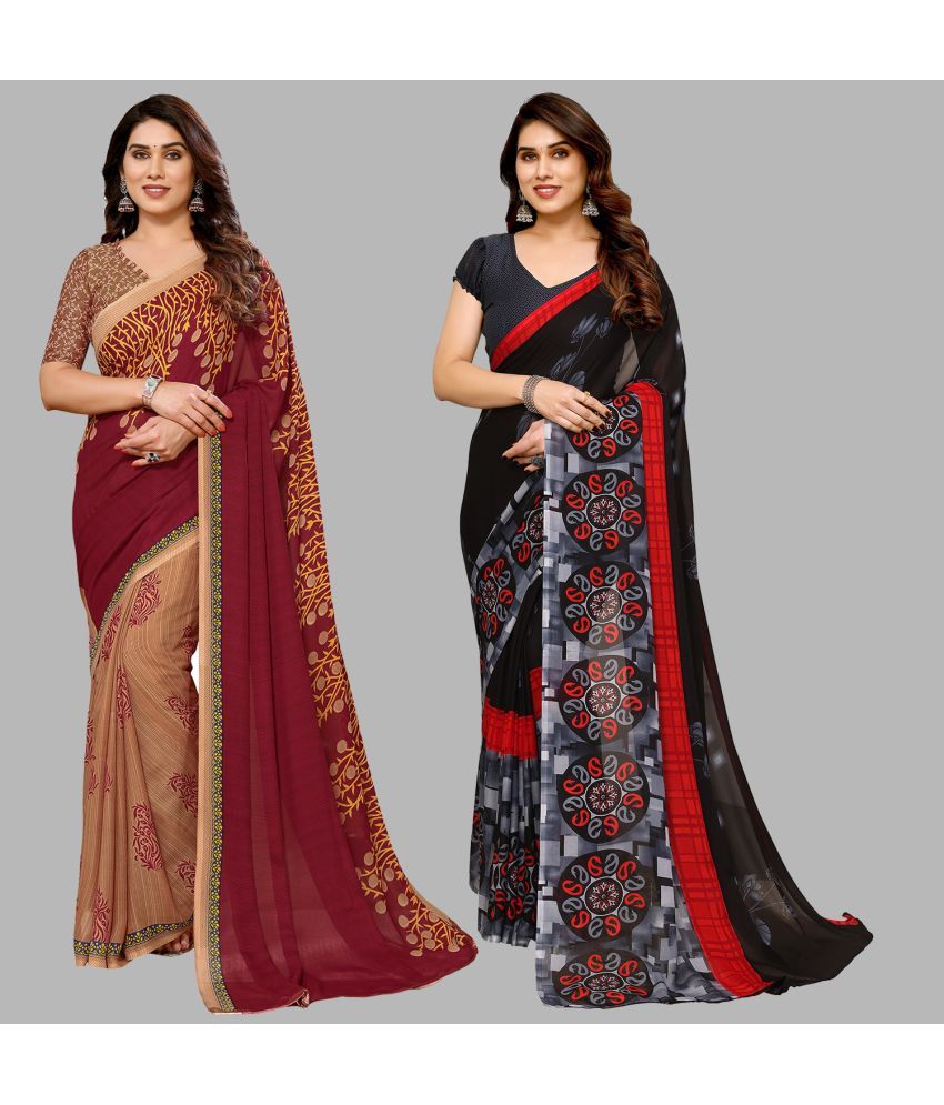     			ANAND SAREES Georgette Printed Saree With Blouse Piece - Multicolor ( Pack of 2 )