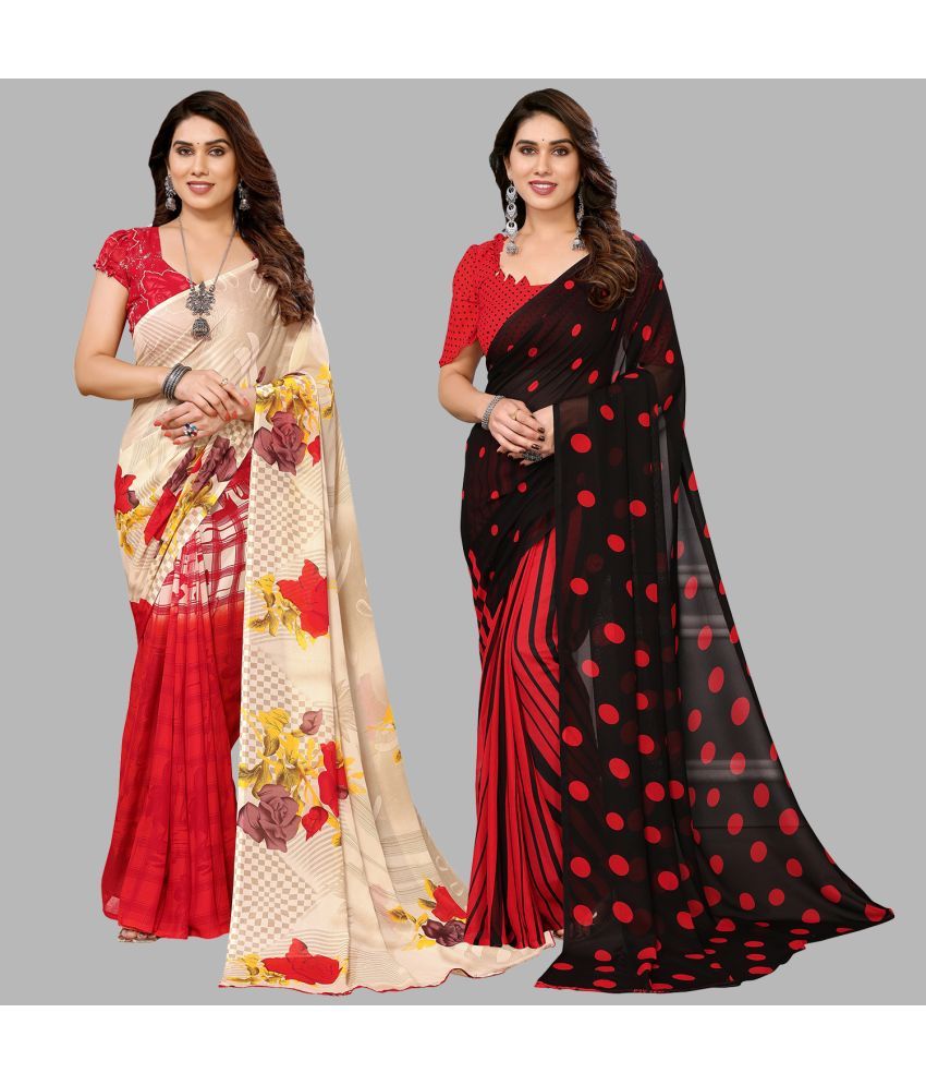     			ANAND SAREES Georgette Printed Saree With Blouse Piece - Multicolor ( Pack of 2 )