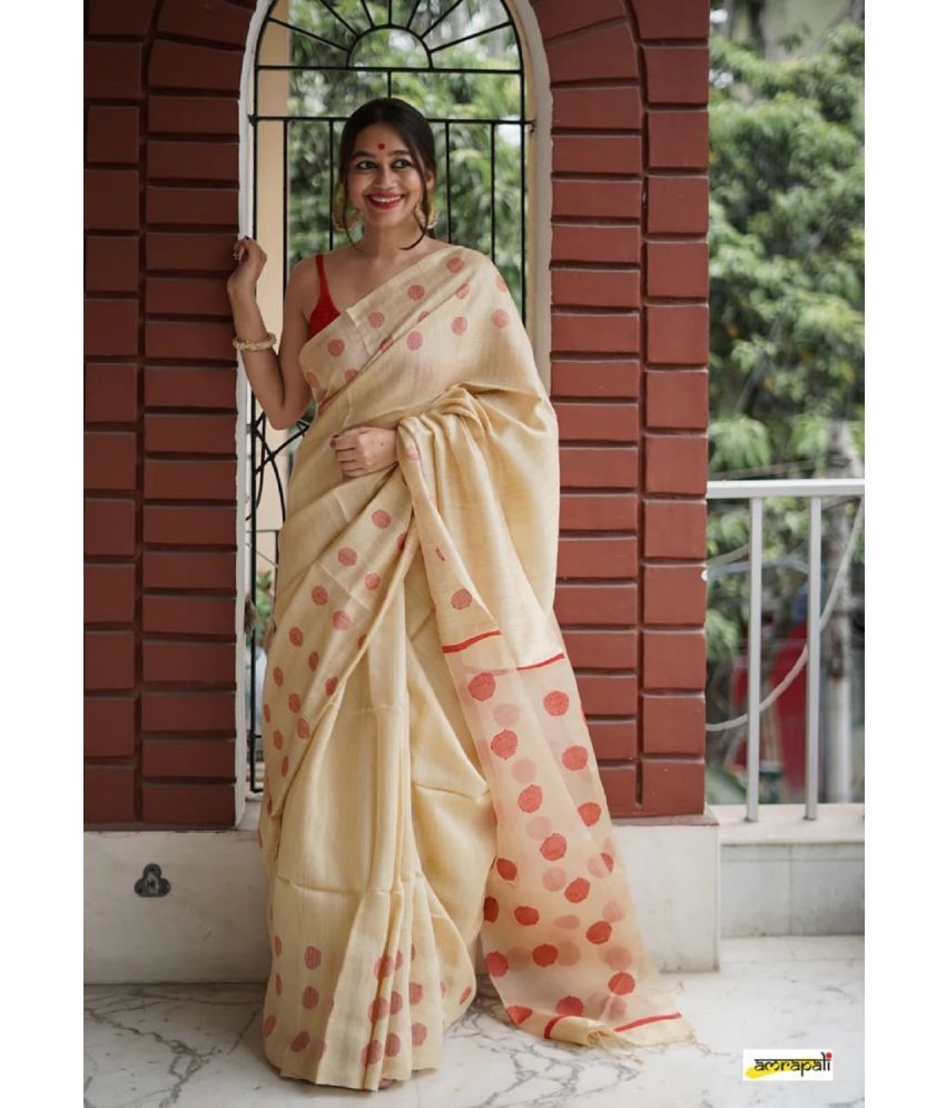     			Aika Banarasi Silk Embellished Saree With Blouse Piece - Beige ( Pack of 1 )