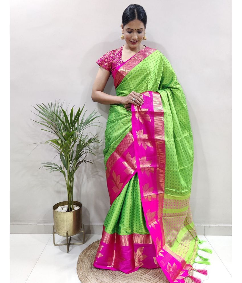     			Aika Banarasi Silk Embellished Saree With Blouse Piece - Mauve ( Pack of 1 )