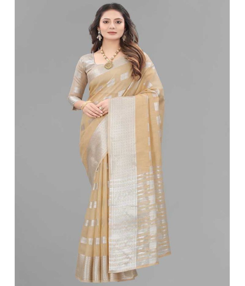     			Aika Banarasi Silk Embellished Saree With Blouse Piece - Brown ( Pack of 1 )