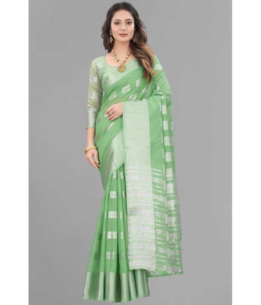     			Aika Banarasi Silk Embellished Saree With Blouse Piece - Sea Green ( Pack of 1 )