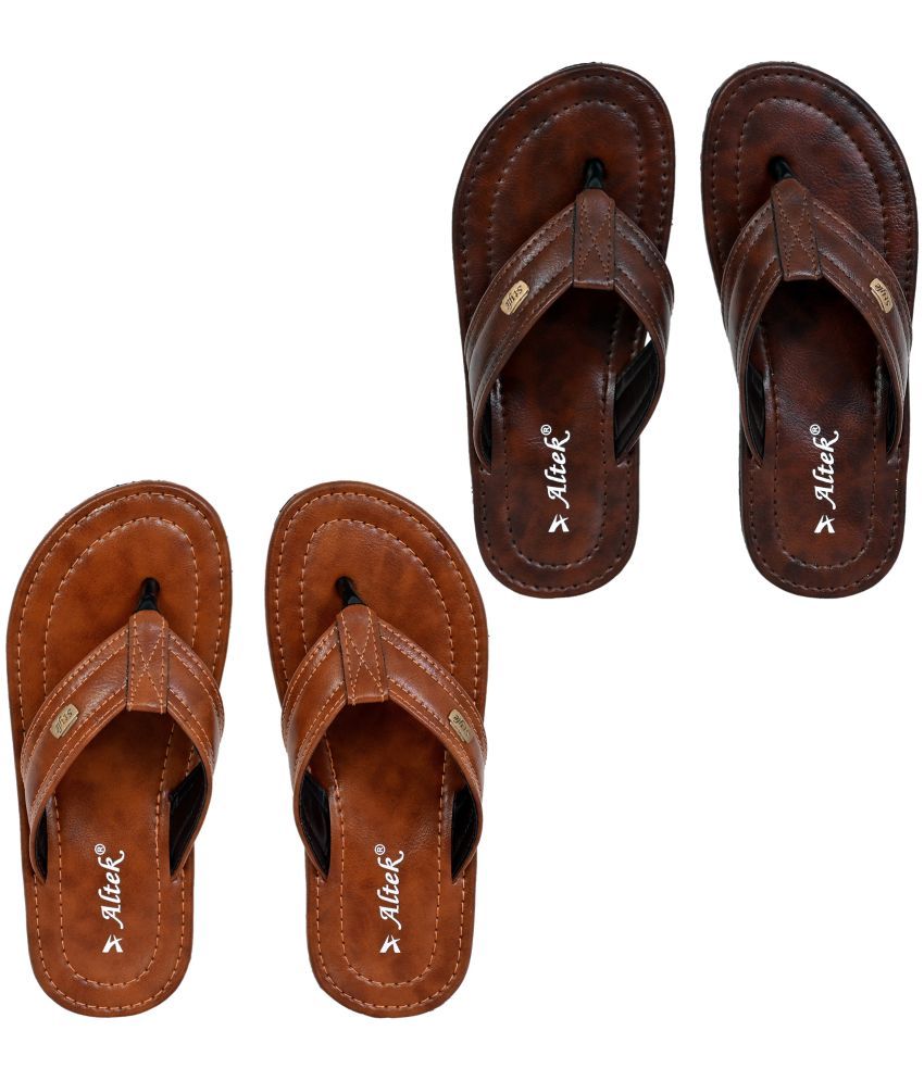     			Altek Brown Men's Thong Flip Flop