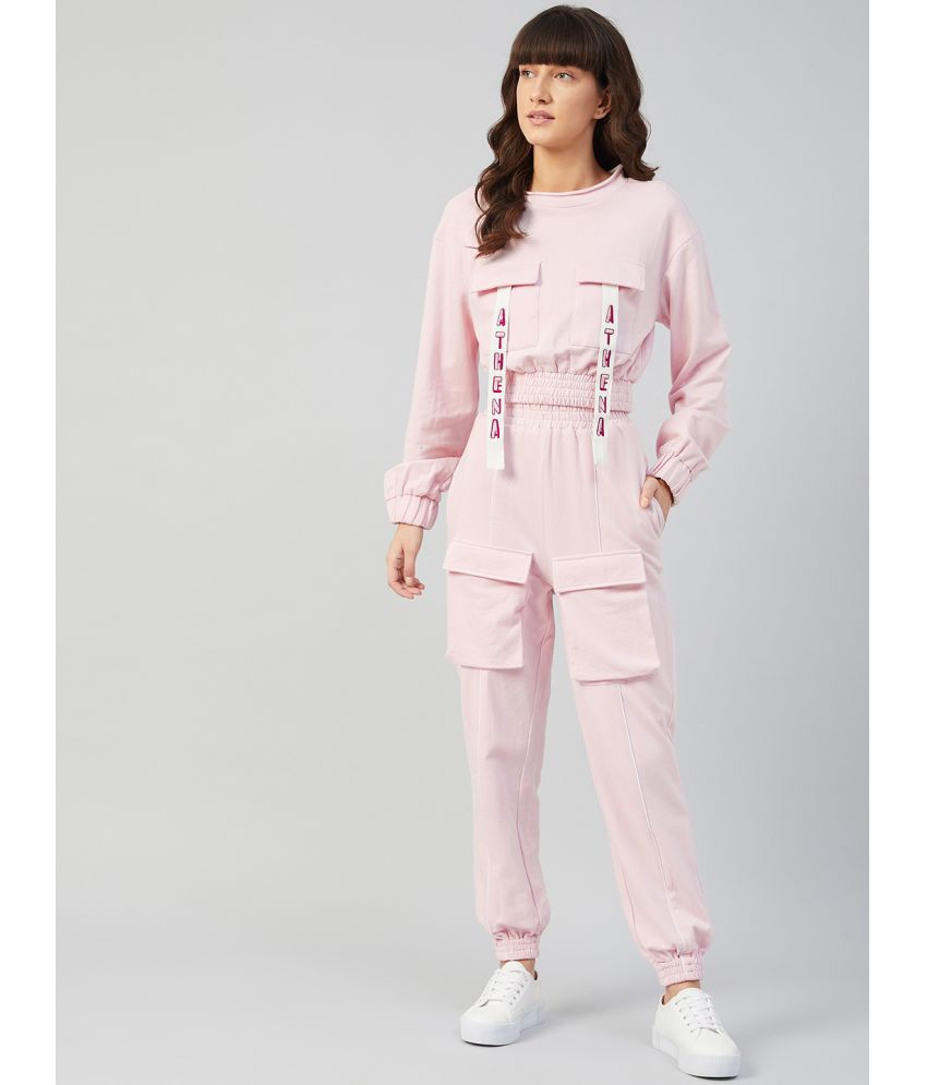     			Athena Pink Solid Pant Top Set