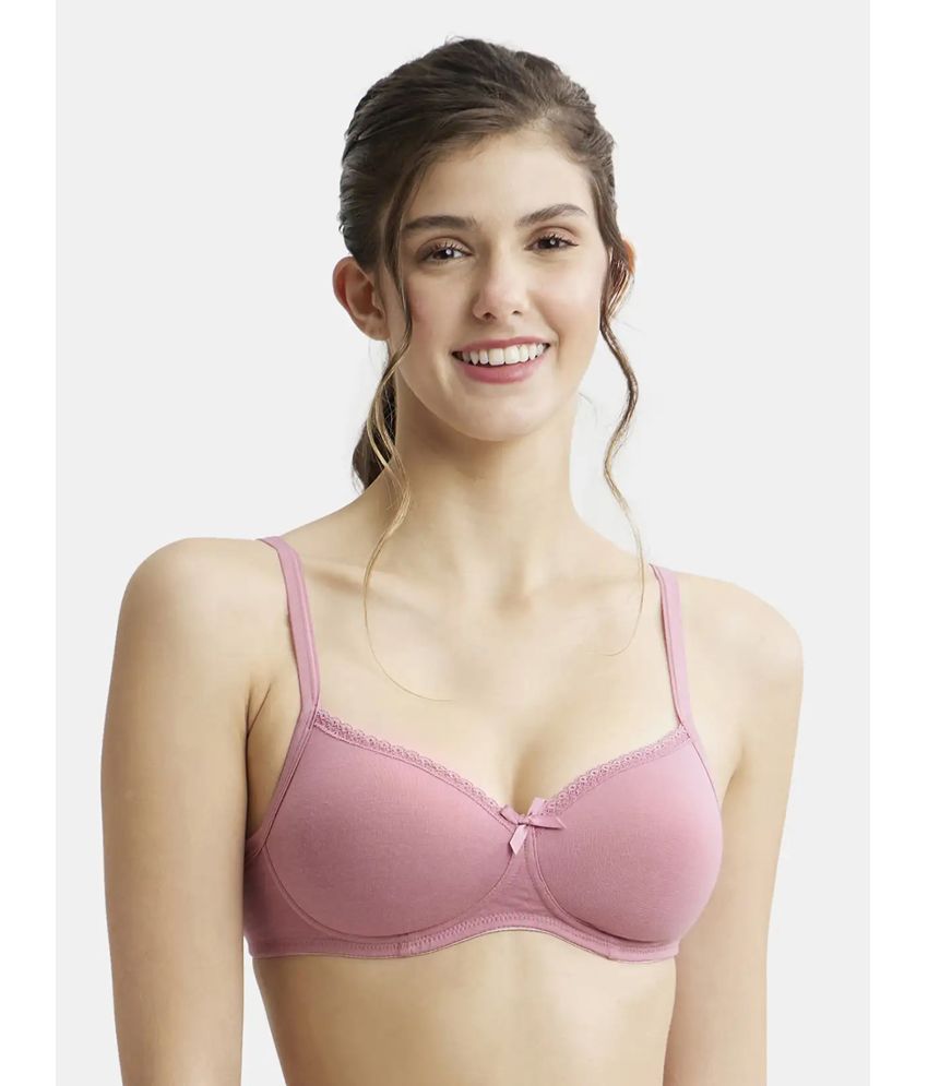     			Jockey 1723 Wirefree Padded Super Combed Cotton Elastane Lace Styling T-Shirt Bra - Heather Rose