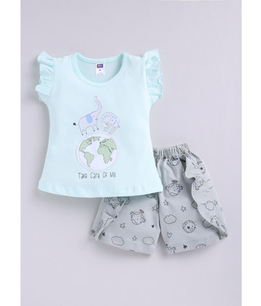     			Nottie planet Green Cotton Baby Girl T-Shirt & Shorts ( Pack of 1 )