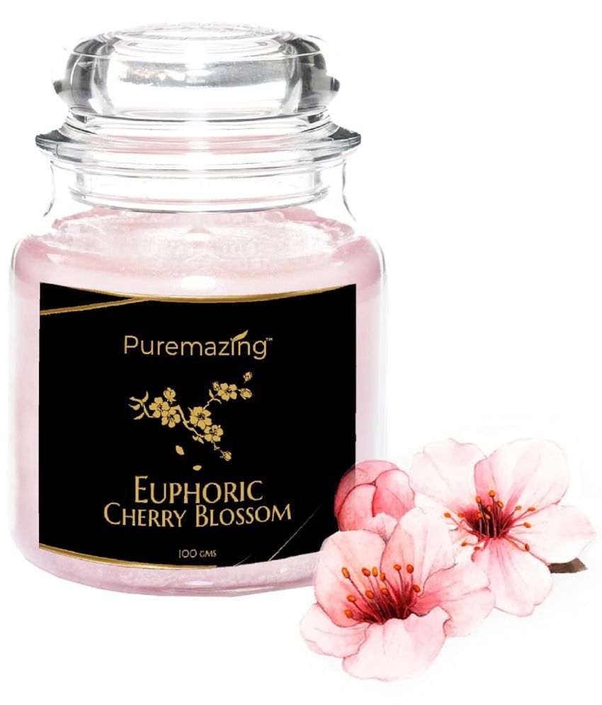     			Puremazing Off White Floral Jar Candle 8 cm ( Pack of 1 )
