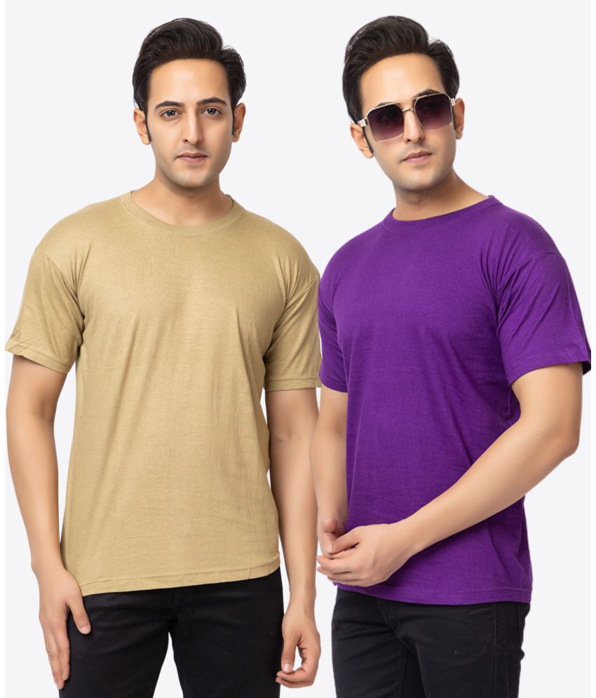     			VAZO Cotton Blend Regular Fit Solid Half Sleeves Men's T-Shirt - Purple ( Pack of 1 )